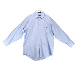 Coca-Cola Embroidered Roberto Villini Blue Dress Shirt Men's L 80's 2Ply No-Iron